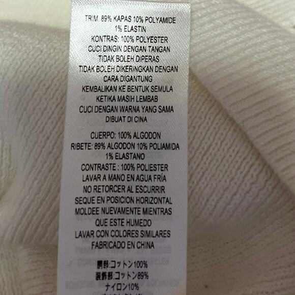 French Connection Leona Pointelle White Crochet Knit Crop Sweater Top Size XS - Picture 11 of 12